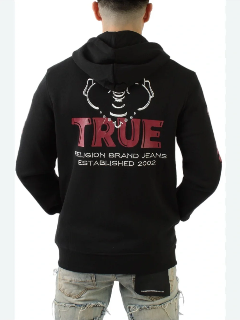 True Religion Graphic Print Full Zip Hoodie Black Men's Size L